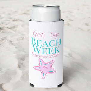 Custom Girl's Trip Beach Week Starfish Seltzer Can Cooler