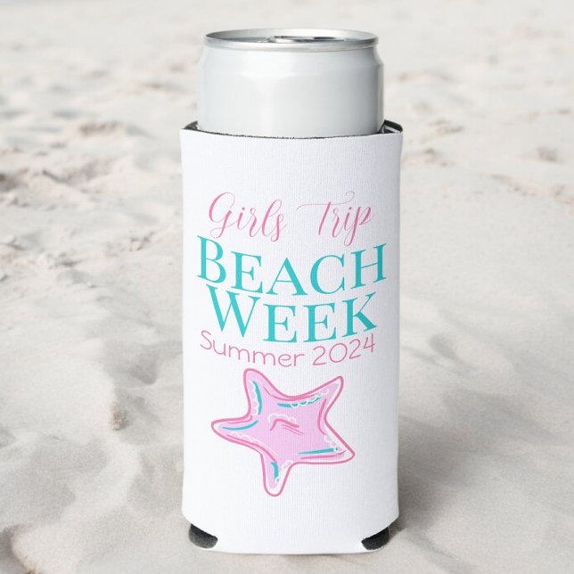 Custom Girl's Trip Beach Week Starfish Seltzer Can Cooler (Creator Uploaded)