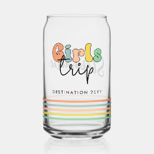 Custom Girls Trip Cute Girls weekend vacation Can Glass
