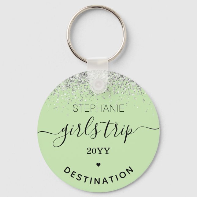 Custom Girls Trip | Girls Weekend Glitter Confetti Key Ring (Front)