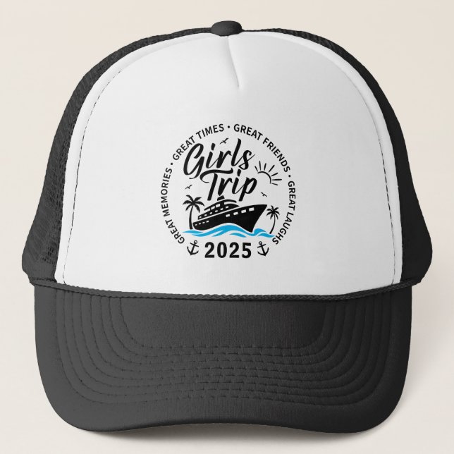 Custom Girls Trip Group Matching Cruise Vacation Trucker Hat (Front)