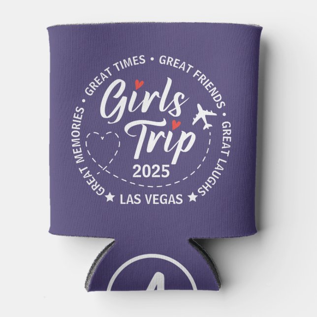 Custom Girls Trip Group Matching Vacation  Can Cooler (Front)
