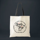 Custom Girls Trip Group Matching Vacation  Tote Bag<br><div class="desc">This custom Girls Trip tote bag is the perfect uniform for your 2025 girls trip,  bachelorette bash,  or weekend getaway. This tote bag is perfect for group photos,  beach walks,  wine tours,  or just causing a little stylish chaos.</div>