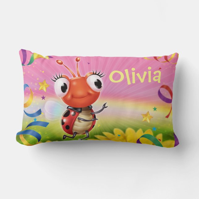 Custom girl's wide pillow Lil' Ladybug range (Front)