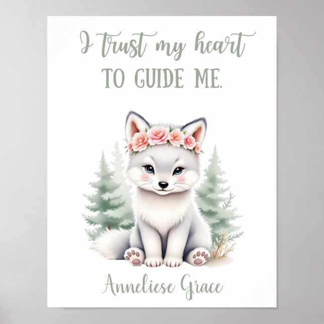 Custom Girls Woodland Wolf Quote Nursery Poster (Front)