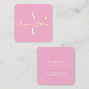 Custom Girly Calligraphy Romantic light-pink Square Business Card