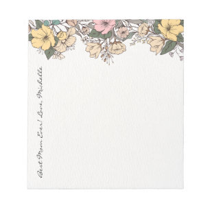 Custom Girly Floral Mother's Day Notepad Gift