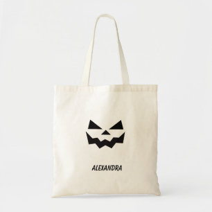 Custom Girly Jack O Lantern Pumpkin Face Tote Bag