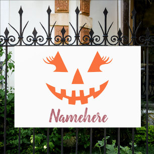 Custom Girly Jack O Lantern Pumpkin Halloween Banner