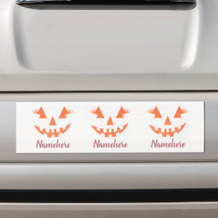 Custom Girly Jack O Lantern Pumpkin Halloween Bumper Sticker