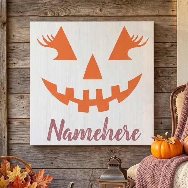Custom Girly Jack O Lantern Pumpkin Halloween Ceramic Tile (Creator Uploaded)
