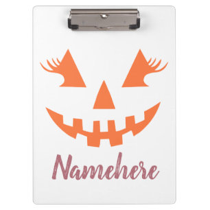 Custom Girly Jack O Lantern Pumpkin Halloween Clipboard