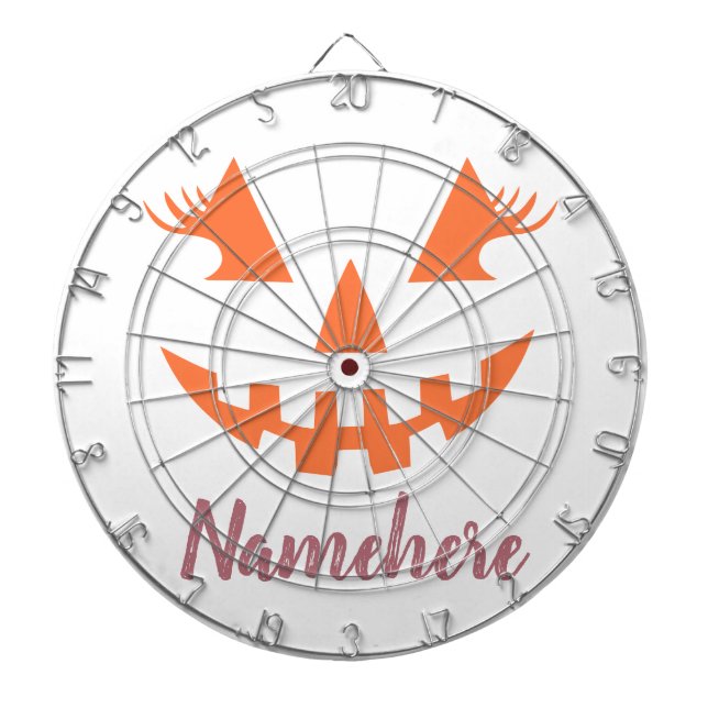 Custom Girly Jack O Lantern Pumpkin Halloween Dartboard (Front)