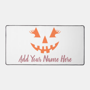 Custom Girly Jack O Lantern Pumpkin Halloween Desk Mat