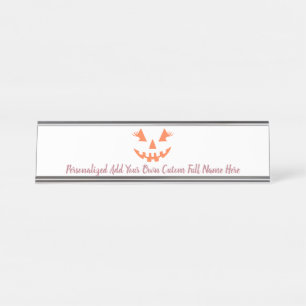 Custom Girly Jack O Lantern Pumpkin Halloween Desk Name Plate