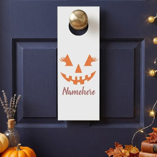 Custom Girly Jack O Lantern Pumpkin Halloween Door Hanger