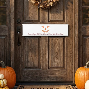 Custom Girly Jack O Lantern Pumpkin Halloween Door Sign