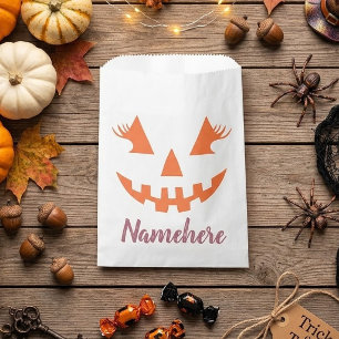 Custom Girly Jack O Lantern Pumpkin Halloween Favour Bag