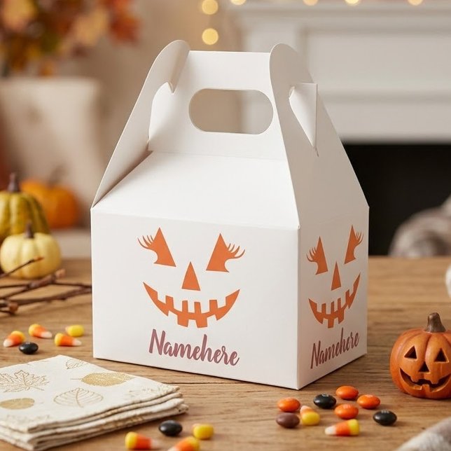 Custom Girly Jack O Lantern Pumpkin Halloween Favour Box (Creator Uploaded)