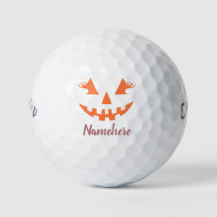 Custom Girly Jack O Lantern Pumpkin Halloween Golf Balls