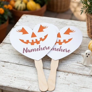 Custom Girly Jack O Lantern Pumpkin Halloween Hand Fan