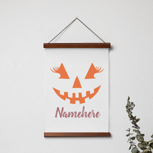 Custom Girly Jack O Lantern Pumpkin Halloween Hanging Tapestry