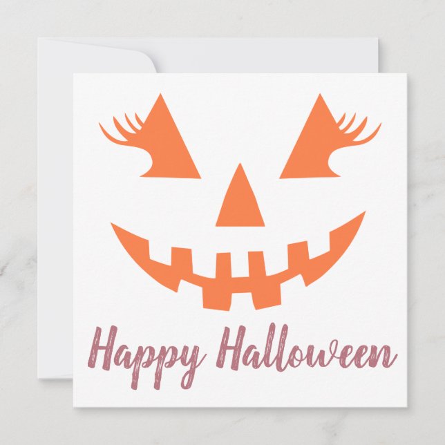 Custom Girly Jack O Lantern Pumpkin Halloween Invitation (Front)