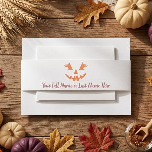 Custom Girly Jack O Lantern Pumpkin Halloween Invitation Belly Band