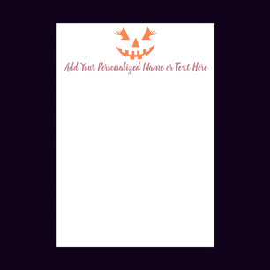 Custom Girly Jack O Lantern Pumpkin Halloween Letterhead