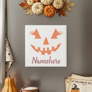 Custom Girly Jack O Lantern Pumpkin Halloween Magnet