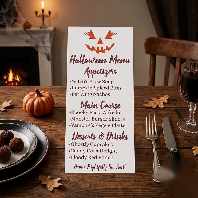 Custom Girly Jack O Lantern Pumpkin Halloween Menu (Creator Uploaded)