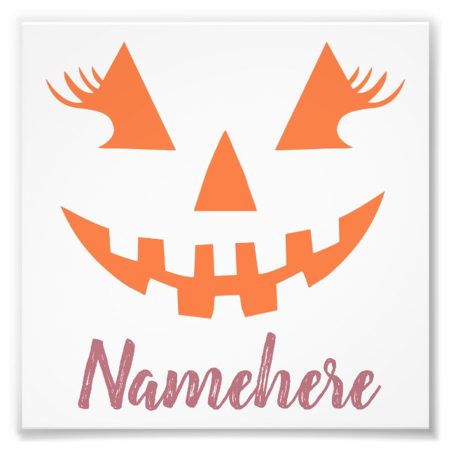 Custom Girly Jack O Lantern Pumpkin Halloween Photo Print (Front)