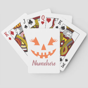 Custom Girly Jack O Lantern Pumpkin Halloween Playing Cards