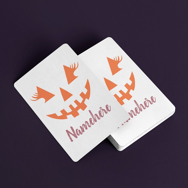 Custom Girly Jack O Lantern Pumpkin Halloween Playing Cards (Creator Uploaded)