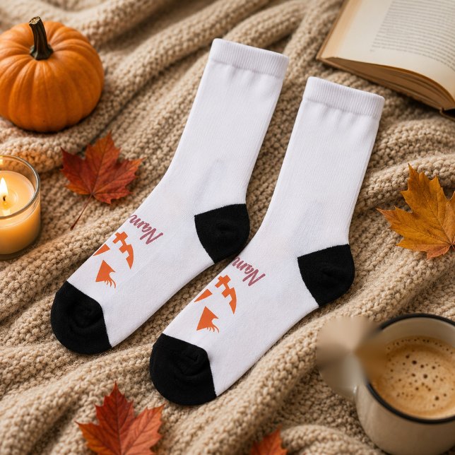 Custom Girly Jack O Lantern Pumpkin Halloween Socks (Creator Uploaded)