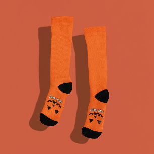 Custom Girly Jack O Lantern Pumpkin Halloween Socks