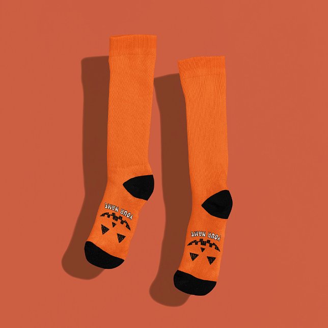 Custom Girly Jack O Lantern Pumpkin Halloween Socks (Creator Uploaded)