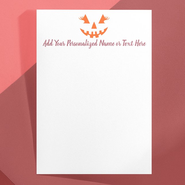 Custom Girly Jack O Lantern Pumpkin Halloween Stationery (Creator Uploaded)