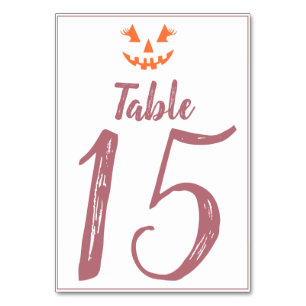 Custom Girly Jack O Lantern Pumpkin Halloween Table Number