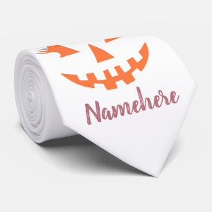 Custom Girly Jack O Lantern Pumpkin Halloween Tie