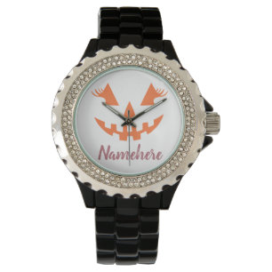 Custom Girly Jack O Lantern Pumpkin Halloween Watch