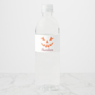 Custom Girly Jack O Lantern Pumpkin Halloween Water Bottle Label