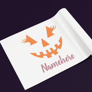 Custom Girly Jack O Lantern Pumpkin Halloween Wrapping Paper Sheet