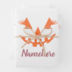 Custom Girly Jack O Lantern Pumpkin Halloween Wrapping Paper Sheet