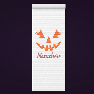 Custom Girly Jack O Lantern Pumpkin Halloween Yoga Mat