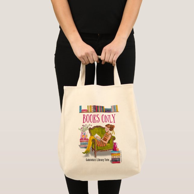 Custom Girly Library bag | tote bag (Front (Product))