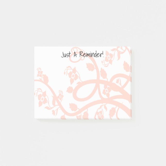 Custom Girly Pink Flowers, Vines, Leaves Abstract Post-it Notes (Front)