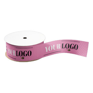 Custom Girly Pink Template Logo Grosgrain Ribbon