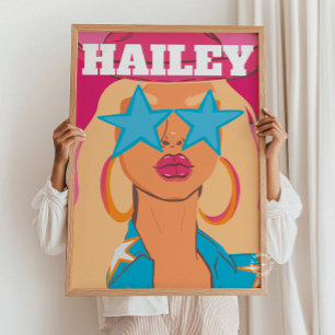 Custom Girly Portrait Preppy Dorm Decor Blonde Hai