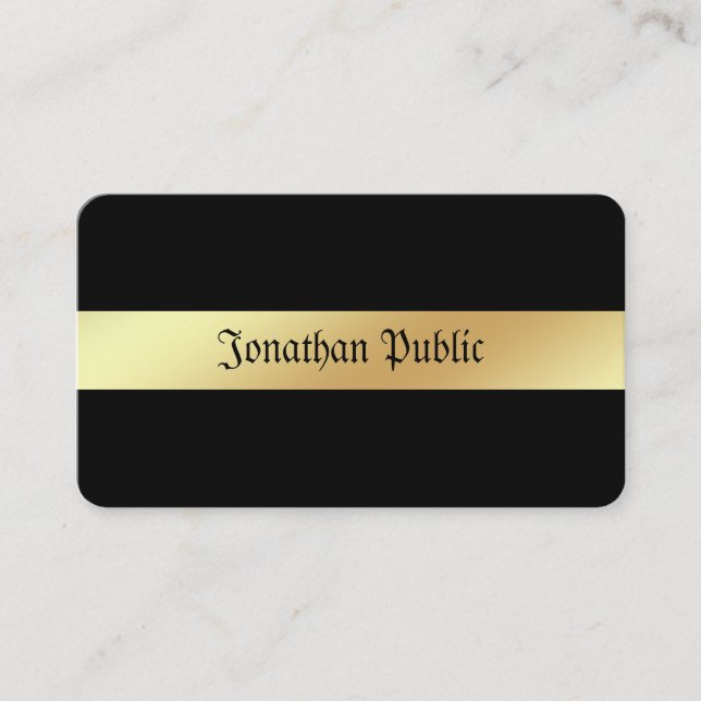 Custom Glamour Black & Gold Elegant Template Business Card (Front)